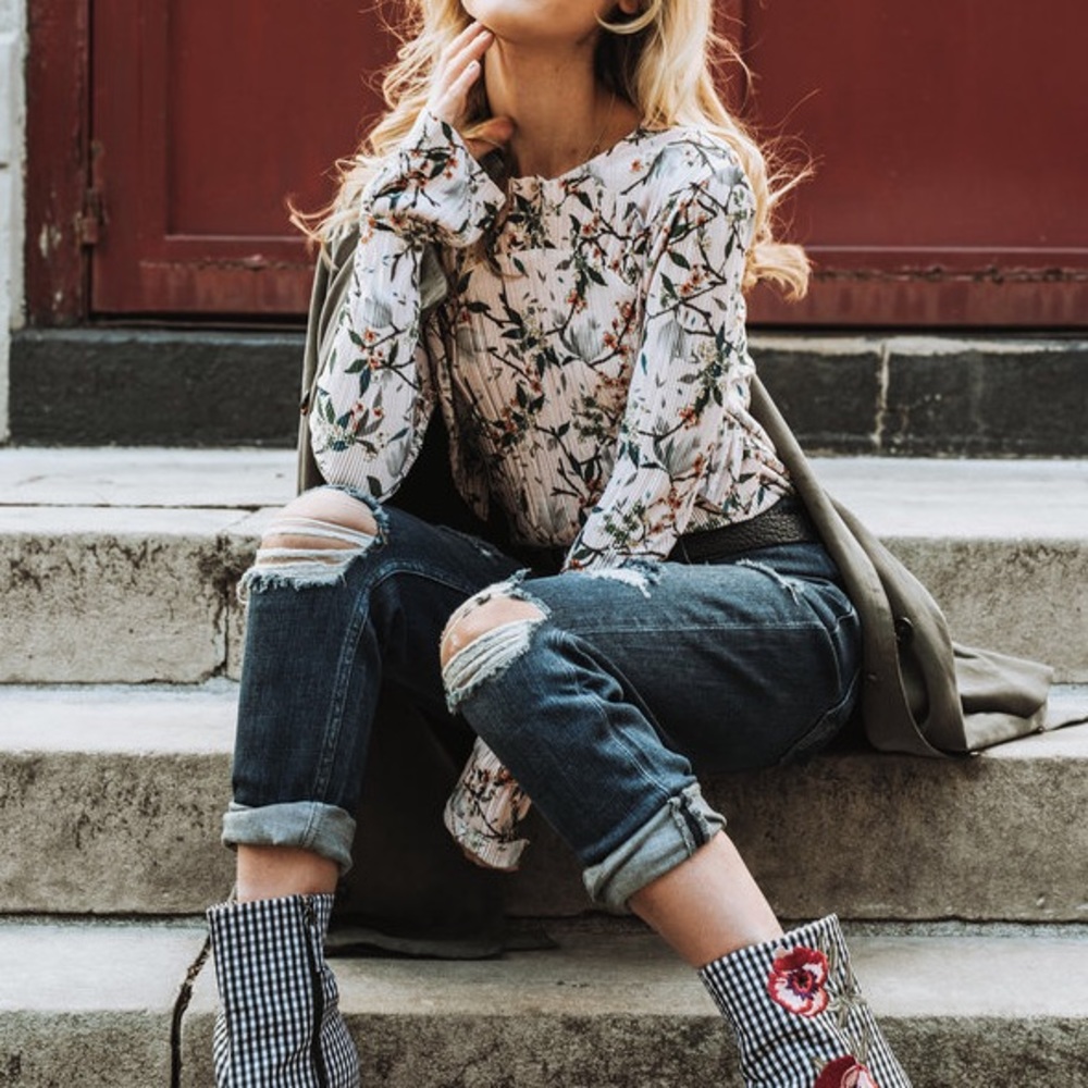 Topshop Print Ruffle Plissé Top - Picture 11 of 13